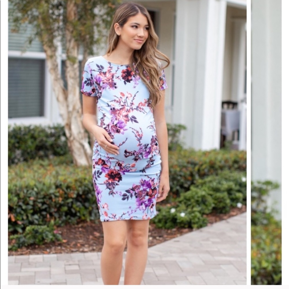 Pink blush Floral Maternity dress
